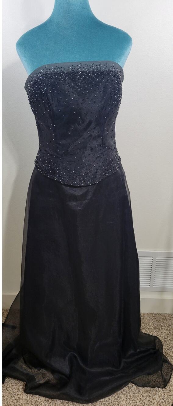 Morilee Dress Womens Size 9/10 Beaded Strapless Corset Witchy Goth EMO Glam